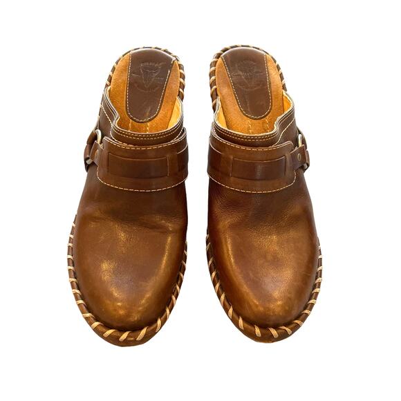 Frye Reese Ring Harness Leather Mules Brown Women's 7.5 - Picture 3 of 10